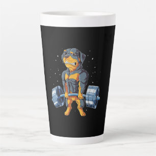 Rottweiler Weightlifting Funny Deadlift Men Fitnes Latte Mug