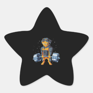 Rottweiler Weightlifting Funny Deadlift Men Fitnes Star Sticker