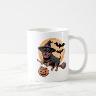 Rottweiler Witch Hat Pumpkin Halloween Costume Men Coffee Mug