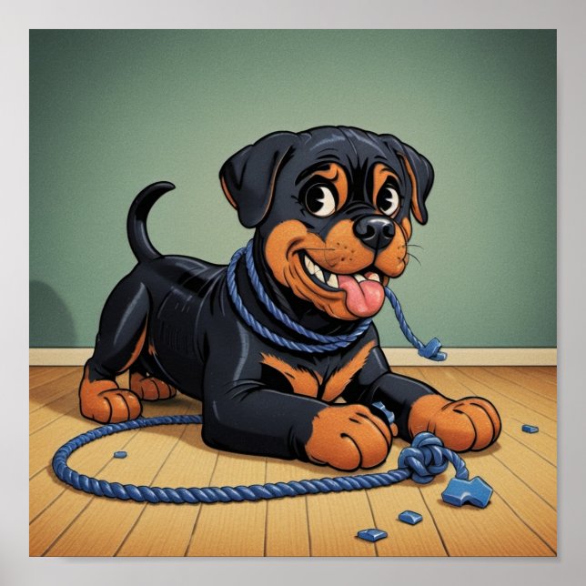Rottweiler with Toy Poster (Front)