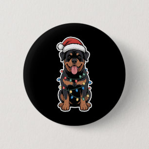 Rottweiler Wrapped In Christmas Lights 6 Cm Round Badge