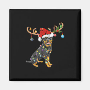 Rottweiler Xmas Gift Santas Reindeer Rottweiler Magnet