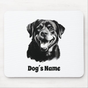 Rottweilers Black and White Silhoutte Mouse Pad