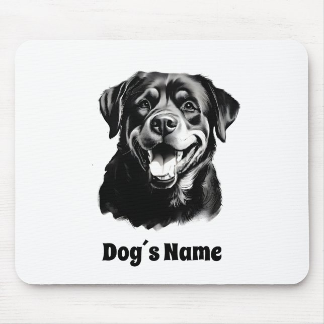 Rottweilers Black and White Silhoutte Mouse Pad (Front)