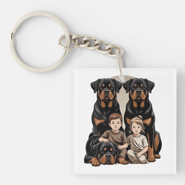 Rottweilers, Family Guard Key Ring (Front)