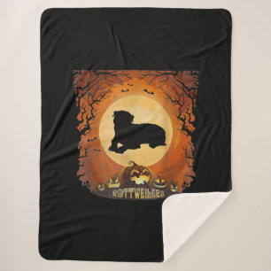Rottweilers Full Moon Animal Silhouette Halloween Sherpa Blanket