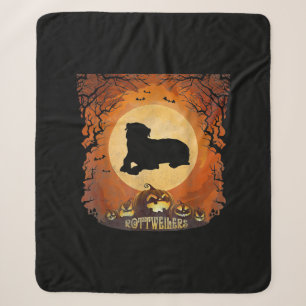Rottweilers Full Moon Animal Silhouette Halloween Sherpa Blanket