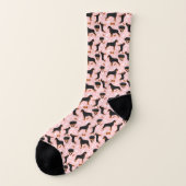 Rottweilers Funny Cute Rotties Pink Socks (Left Outside)