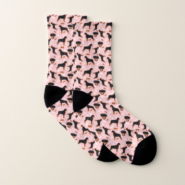 Rottweilers Funny Cute Rotties Pink Socks (Pair)