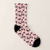 Rottweilers Funny Cute Rotties Pink Socks (Left Inside)