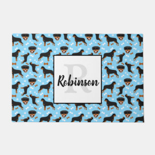 Rottweilers Rotties Dog l Monogram Last Name      Doormat