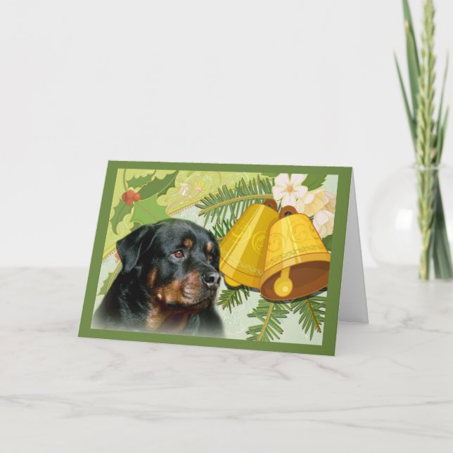 Rottweiller Christmas Card Bells (Front)
