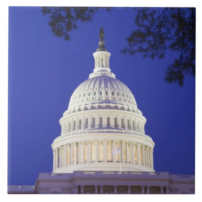 Rotunda of U.S. Capitol at night, Washington Tile (Front)
