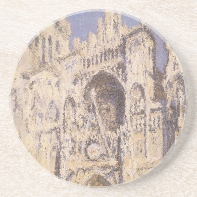 Rouen Cathedral, Harmony Blue Gold by Claude Monet Coaster (Front)