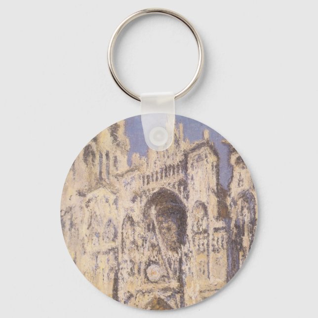 Rouen Cathedral, Harmony Blue Gold by Claude Monet Key Ring (Front)