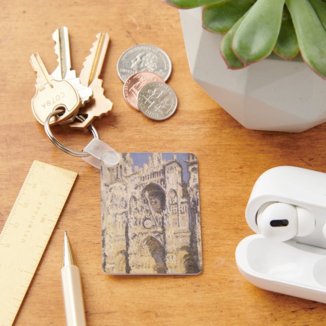 Rouen Cathedral, Harmony Blue Gold by Claude Monet Key Ring (Desk)