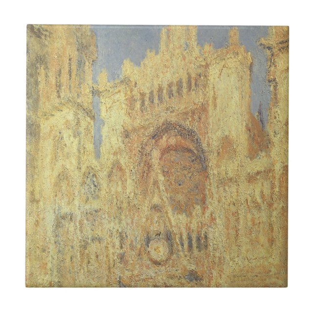 Rouen Cathedral, Sunset by Claude Monet Ceramic Tile (Front)