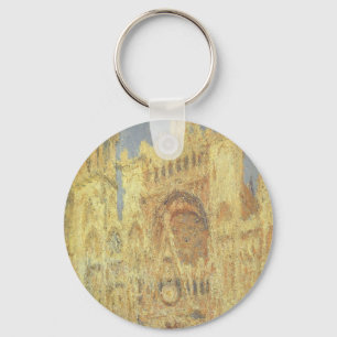 Rouen Cathedral, Sunset by Claude Monet Key Ring