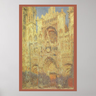 Rouen Cathedral, Sunset by Claude Monet Poster