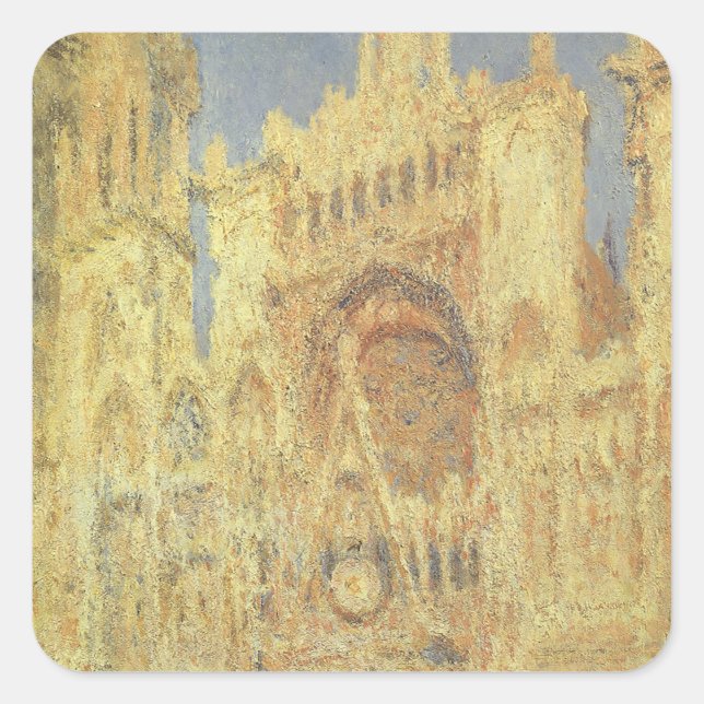 Rouen Cathedral, Sunset by Claude Monet Square Sticker (Front)