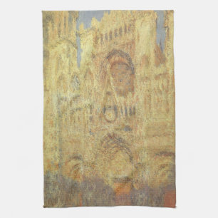 Rouen Cathedral, Sunset by Claude Monet Tea Towel