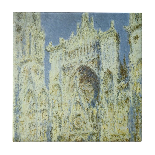 Rouen Cathedral West Facade Sunlight, Claude Monet Ceramic Tile (Front)