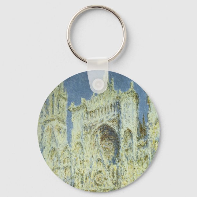Rouen Cathedral West Facade Sunlight, Claude Monet Key Ring (Front)