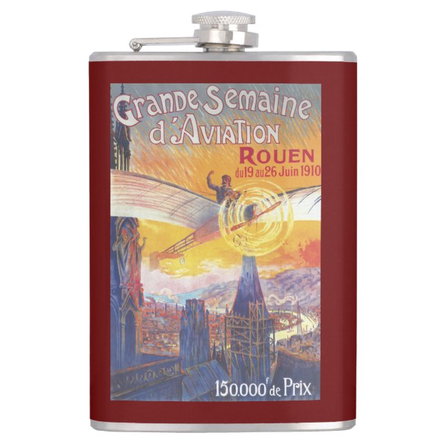 Rouen, France - Pilot and Plane Hip Flask (Front)