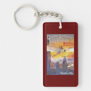 Rouen, France - Pilot and Plane Key Ring