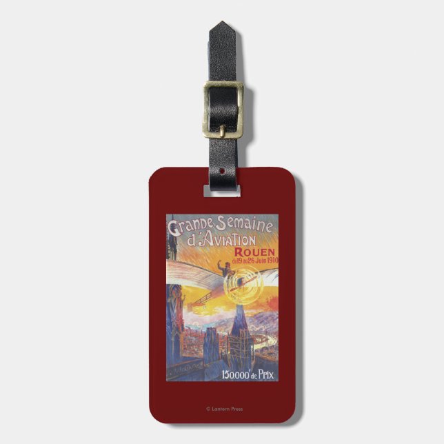 Rouen, France - Pilot and Plane Luggage Tag (Front Vertical)