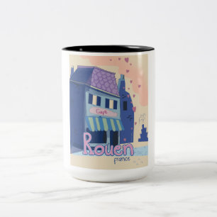 Rouen france travel poster. Two-Tone coffee mug