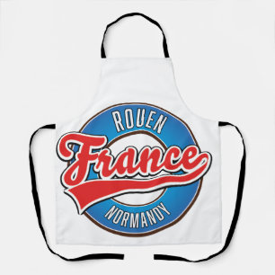 Rouen Normandy France retro logo Apron