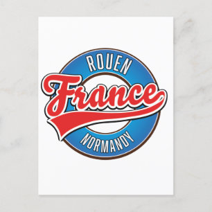 Rouen Normandy France retro logo Invitation Postcard