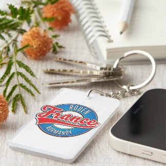 Rouen Normandy France retro logo Key Ring