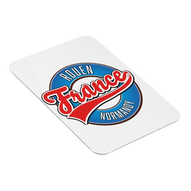 Rouen Normandy France retro logo Magnet (Right Side)