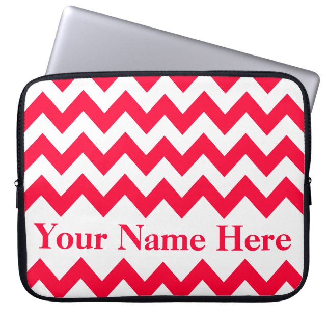 Rouge Bold Chevron with customisable text Laptop Sleeve (Front)