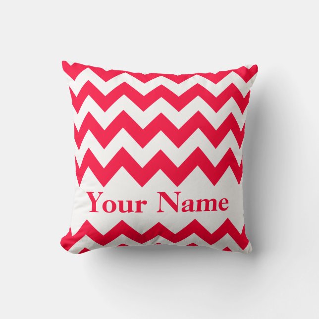 Rouge Bold Chevron with monogram Cushion (Front)