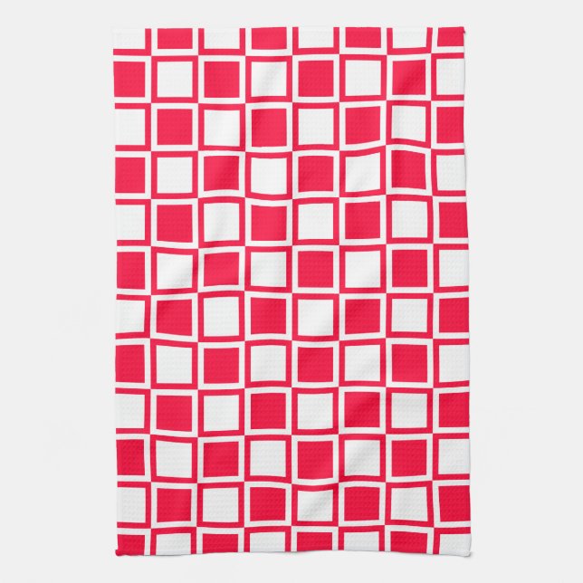 Rouge Bold Mod Squares Tea Towel (Vertical)
