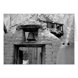 Rough adobe bell in entryway, Santa Fe, New