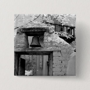 Rough adobe bell in entryway, Santa Fe, New 15 Cm Square Badge