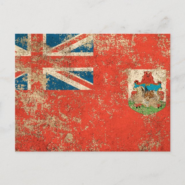Rough Aged Vintage Bermuda Flag Postcard (Front)