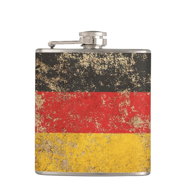 Rough Aged Vintage German Flag Hip Flask (Front)