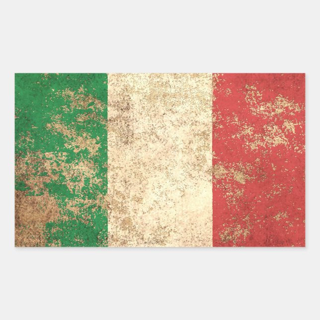 Rough Aged Vintage Italian Flag Rectangular Sticker (Front)
