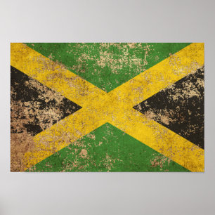 Rough Aged Vintage Jamaican Flag Poster