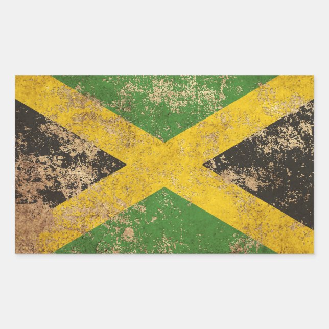 Rough Aged Vintage Jamaican Flag Rectangular Sticker (Front)