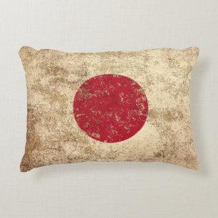 Rough Aged Vintage Japanese Flag Decorative Cushion