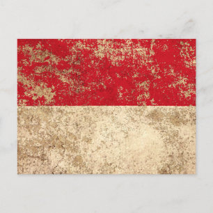 Rough Aged Vintage Monaco Flag Postcard