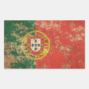 Rough Aged Vintage Portuguese Flag Rectangular Sticker