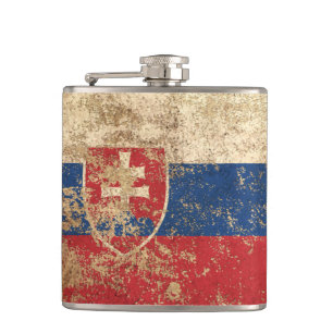 Rough Aged Vintage Slovakian Flag Hip Flask