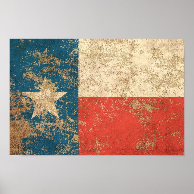 Rough Aged Vintage Texas Flag Poster (Front)